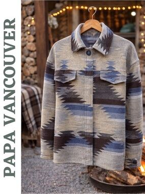 Papa Vancouver Aztec Jacket NWT Large Western Shacket